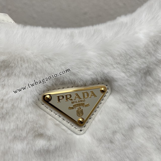 Prada專櫃新款Hobo毛毛包 1BC204 普拉達秋冬款山羊毛腋下包肩背女包 csp1465